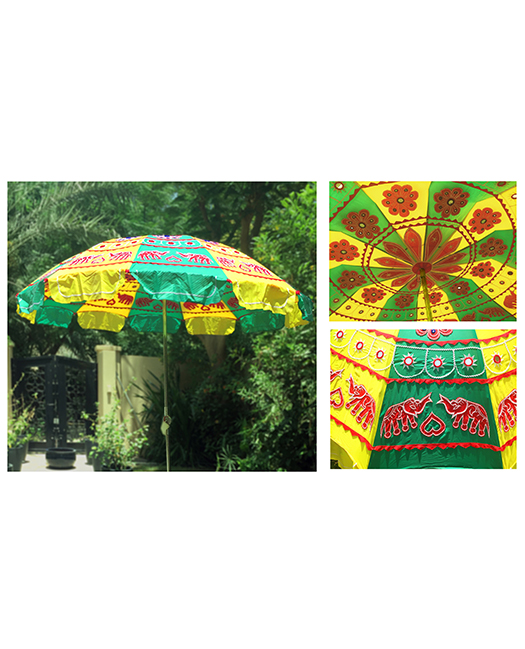 GARDEN UMBRELLA-YELLOW, GREEN & RED