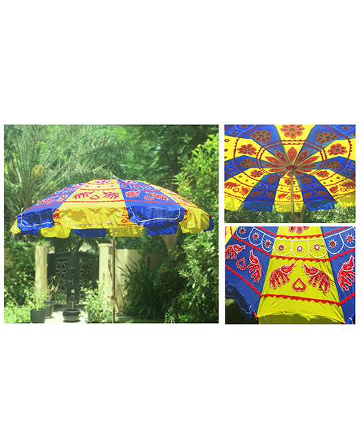 GARDEN UMBRELLA- YELLOW, BLUE & RED