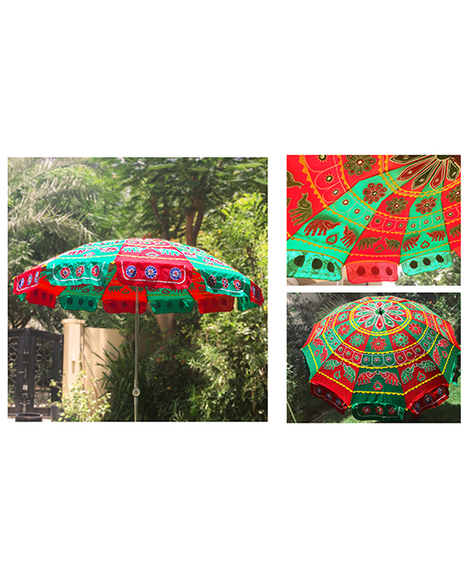GARDEN UMBRELLA- GREEN, RED & BLUE